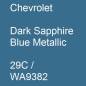 Preview: Chevrolet, Dark Sapphire Blue Metallic, 29C / WA9382.